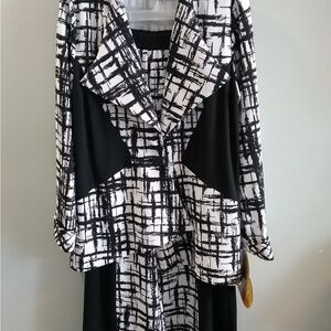 Chic Black and White Blazer and Skirt Set